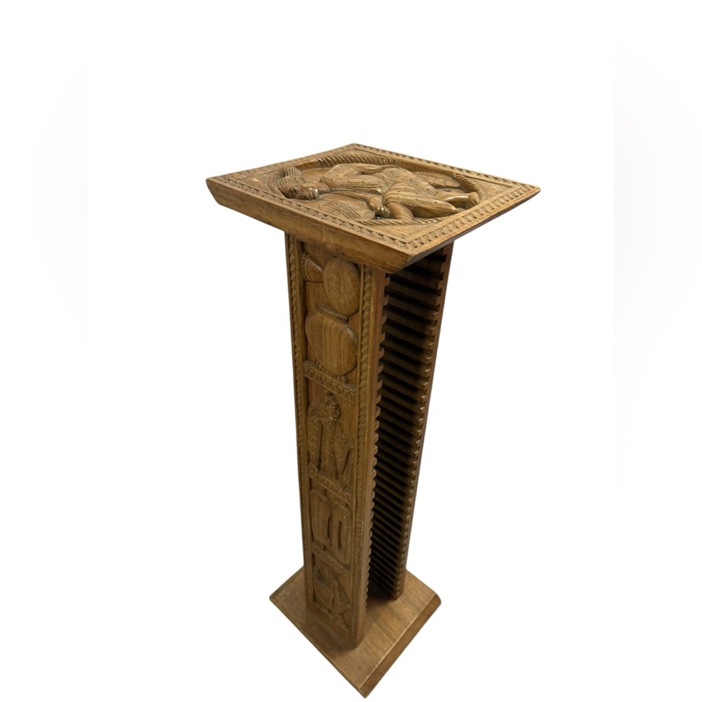 34 wooden Carved Tribal cd/dvd stand,